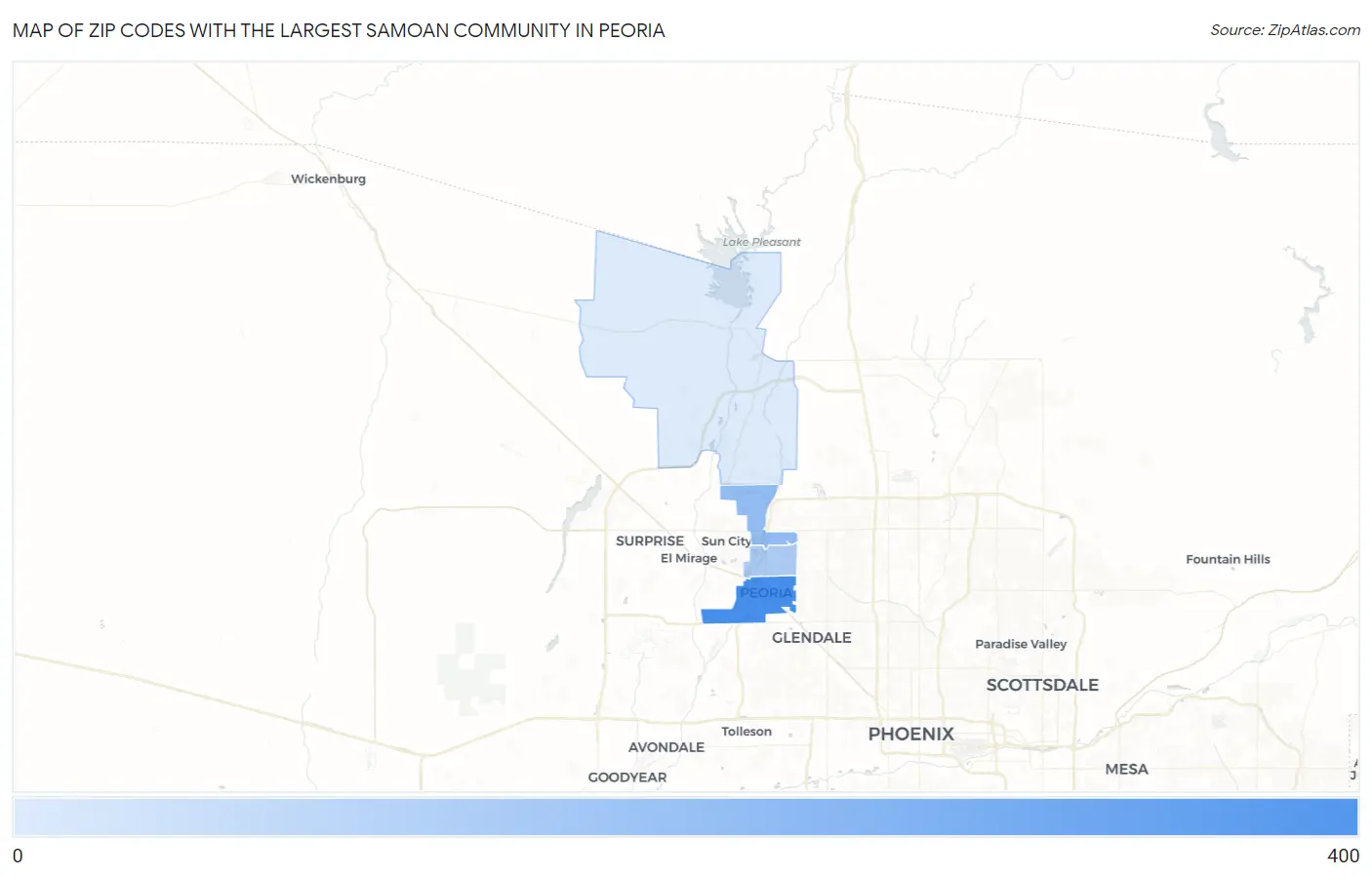 Zip Codes with the Largest Samoan Community in Peoria Map