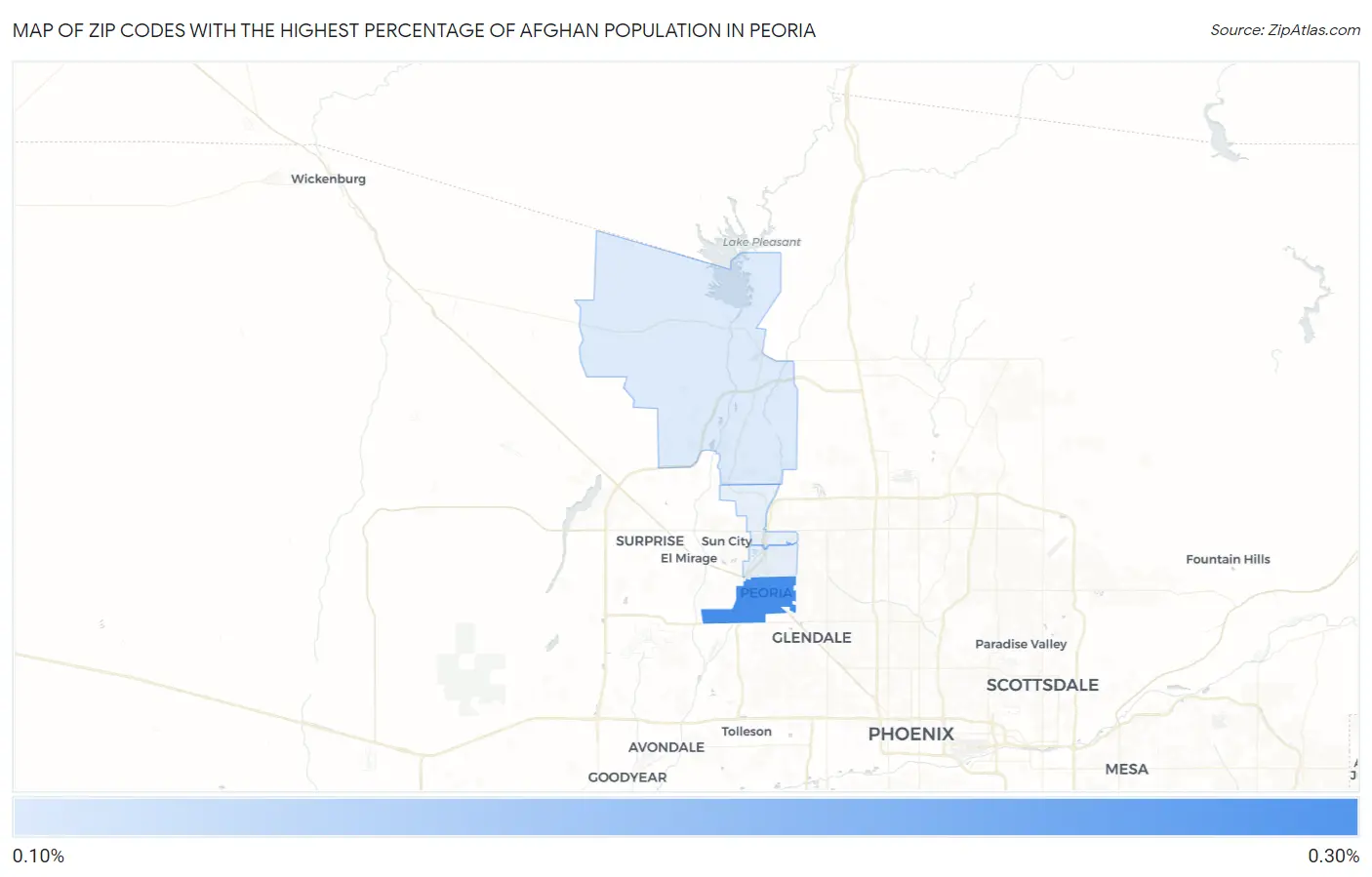 Zip Codes with the Highest Percentage of Afghan Population in Peoria Map