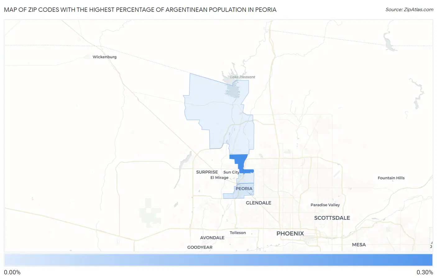 Zip Codes with the Highest Percentage of Argentinean Population in Peoria Map
