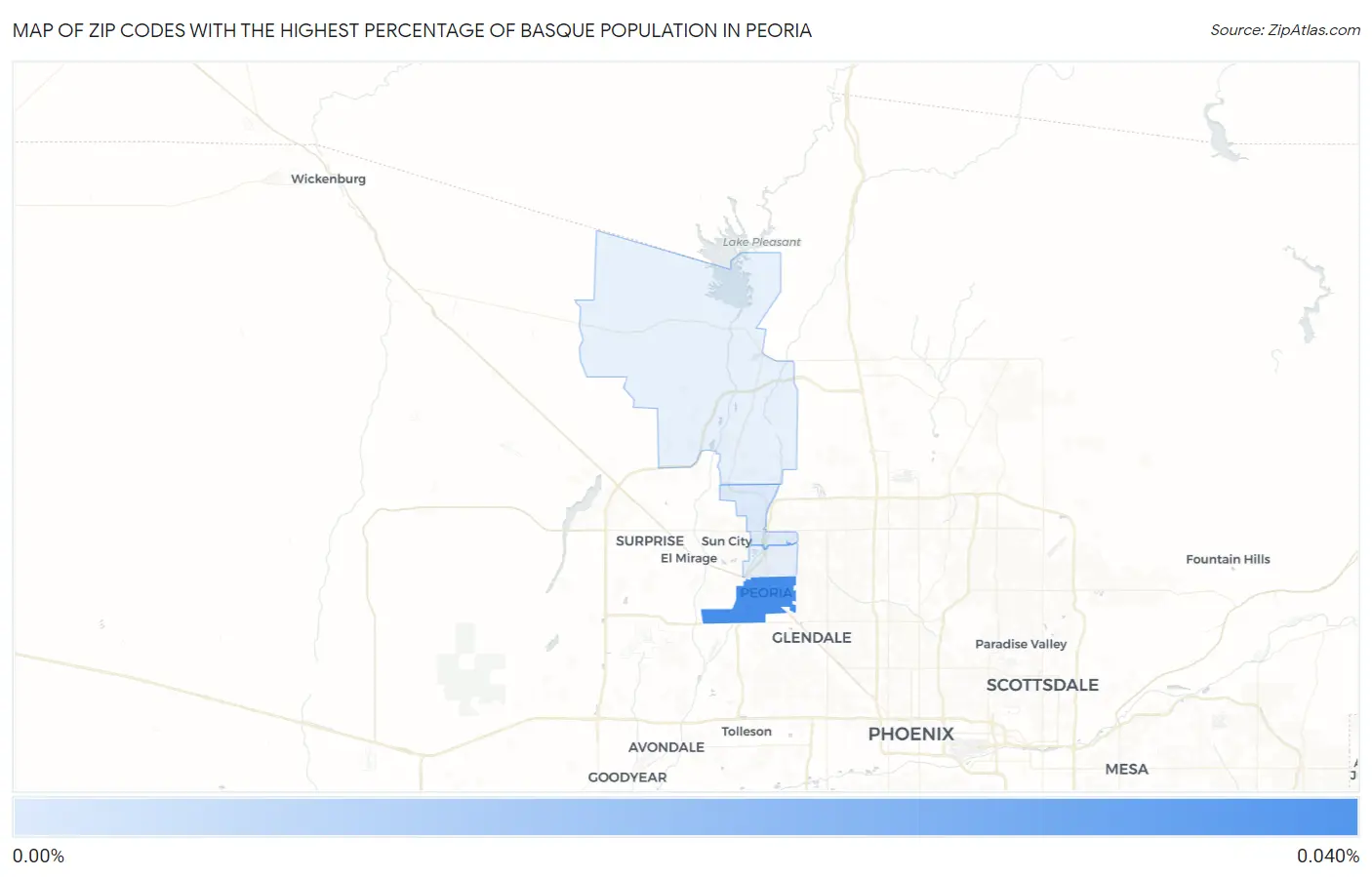 Zip Codes with the Highest Percentage of Basque Population in Peoria Map