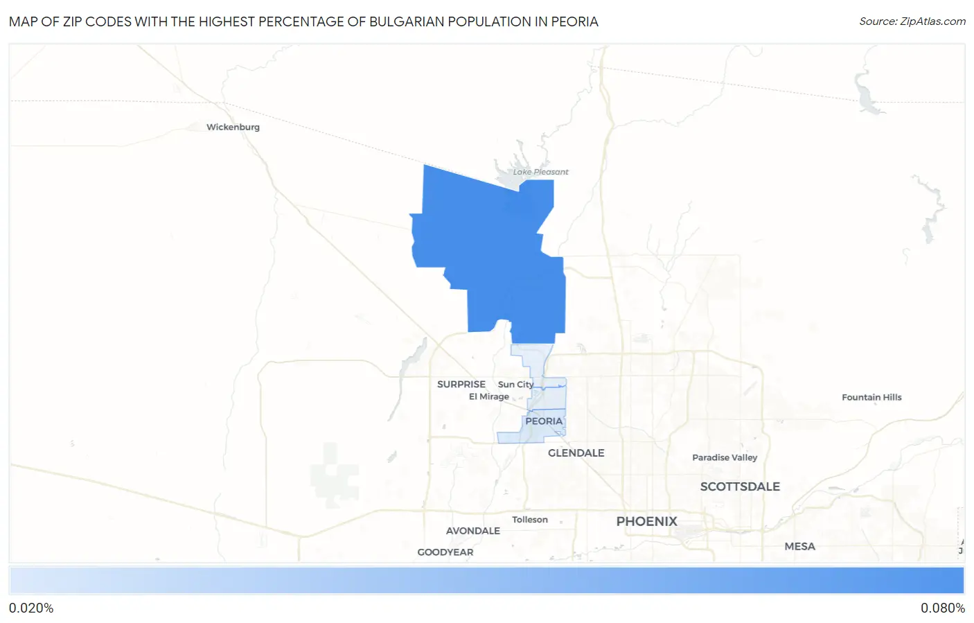 Zip Codes with the Highest Percentage of Bulgarian Population in Peoria Map