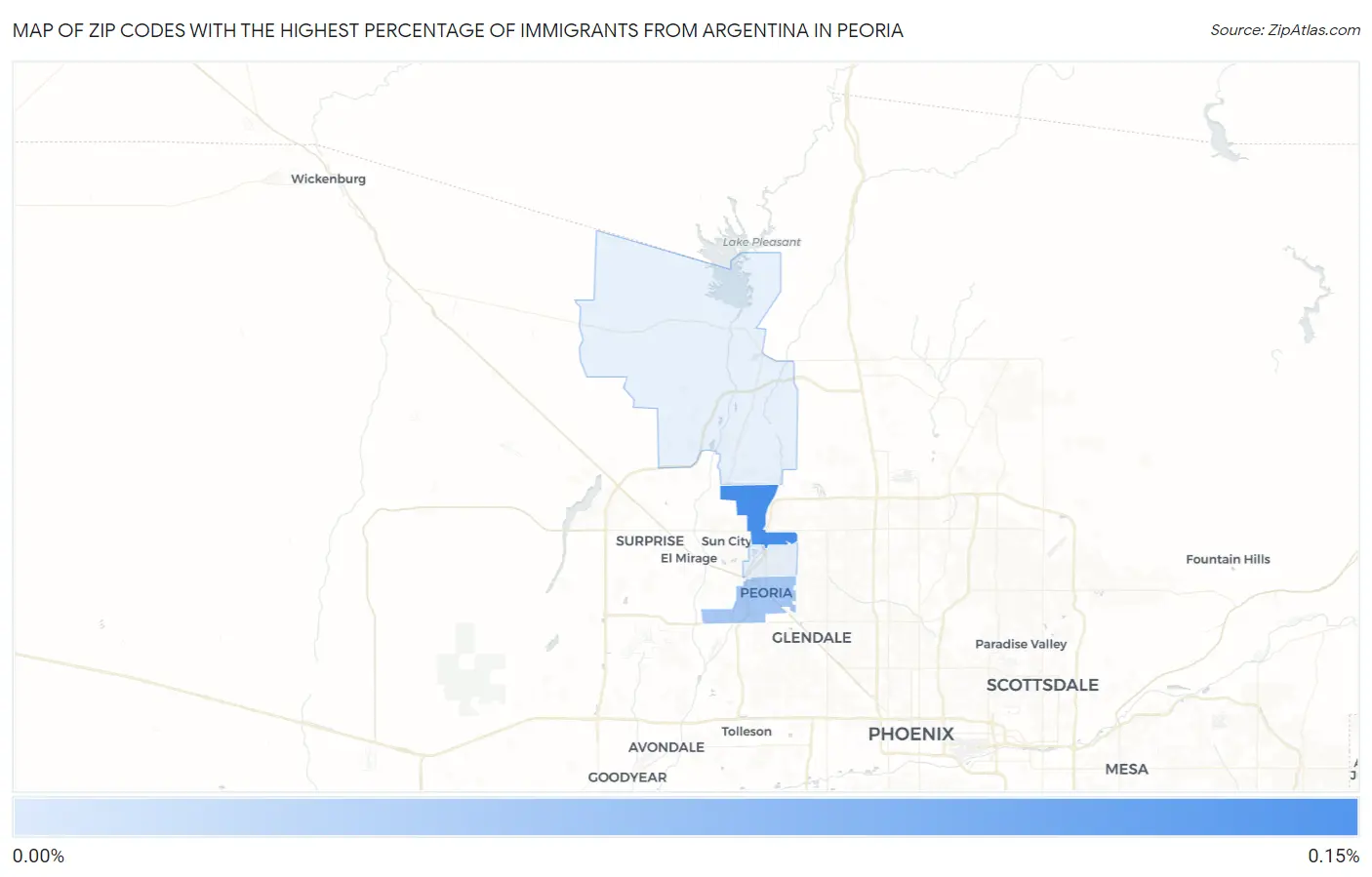 Zip Codes with the Highest Percentage of Immigrants from Argentina in Peoria Map