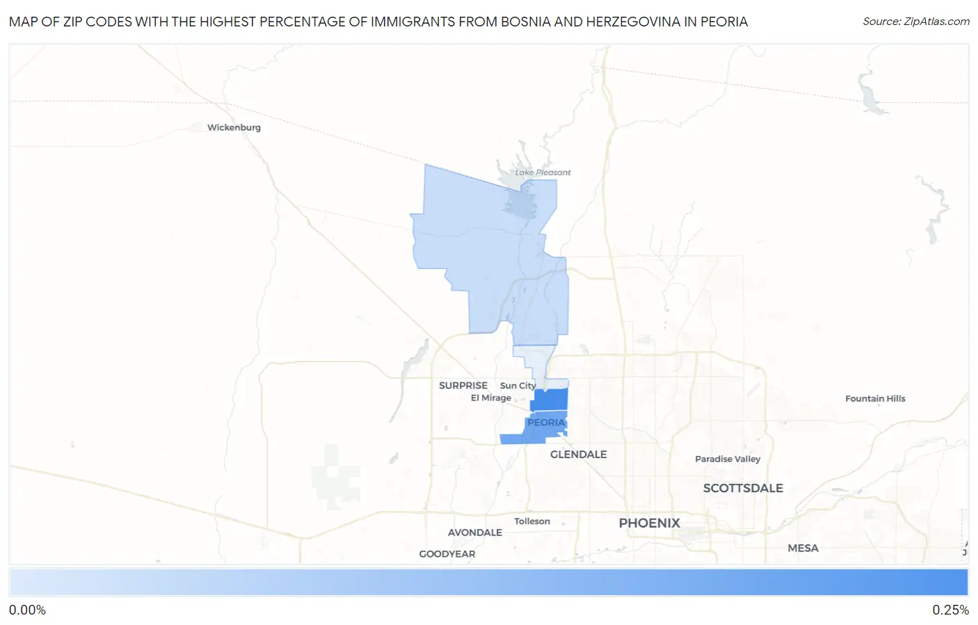 Zip Codes with the Highest Percentage of Immigrants from Bosnia and Herzegovina in Peoria Map