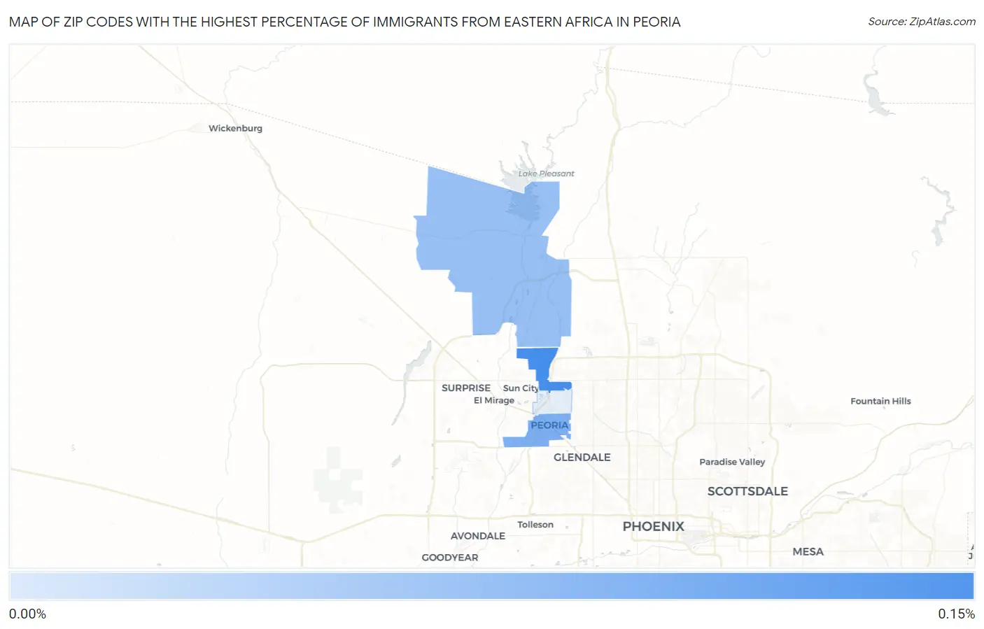 Zip Codes with the Highest Percentage of Immigrants from Eastern Africa in Peoria Map