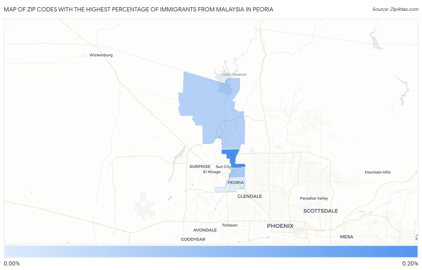 Zip Codes with the Highest Percentage of Immigrants from Malaysia in Peoria Map