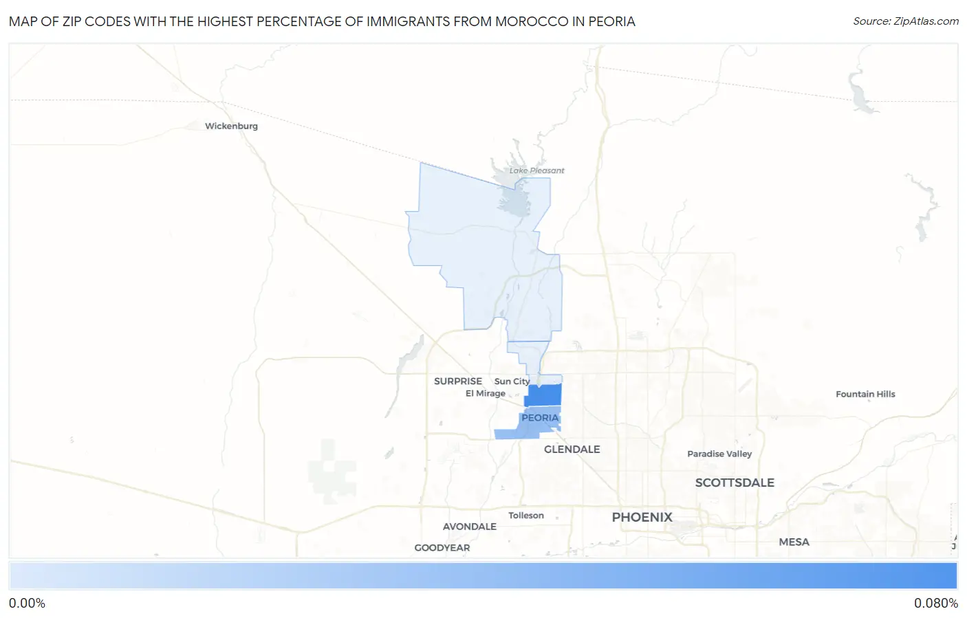 Zip Codes with the Highest Percentage of Immigrants from Morocco in Peoria Map