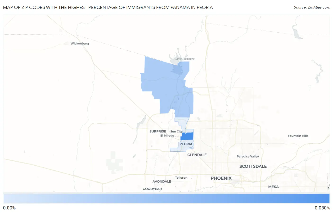 Zip Codes with the Highest Percentage of Immigrants from Panama in Peoria Map