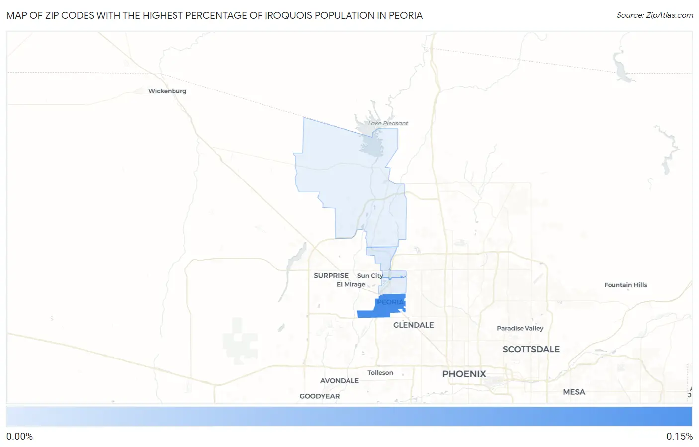 Zip Codes with the Highest Percentage of Iroquois Population in Peoria Map