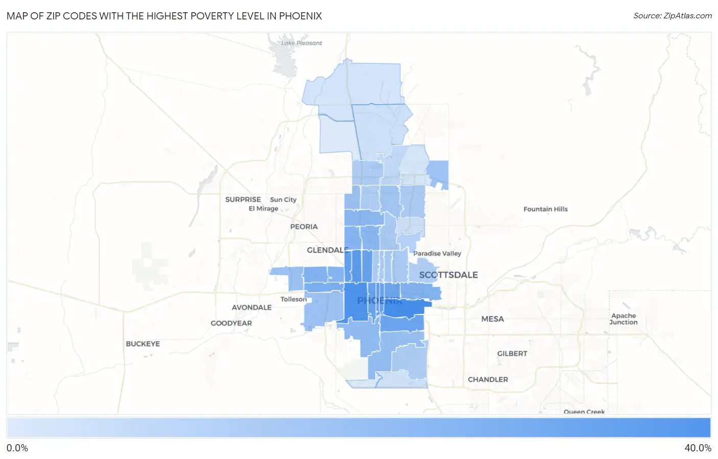 Zip Codes with the Highest Poverty Level in Phoenix Map