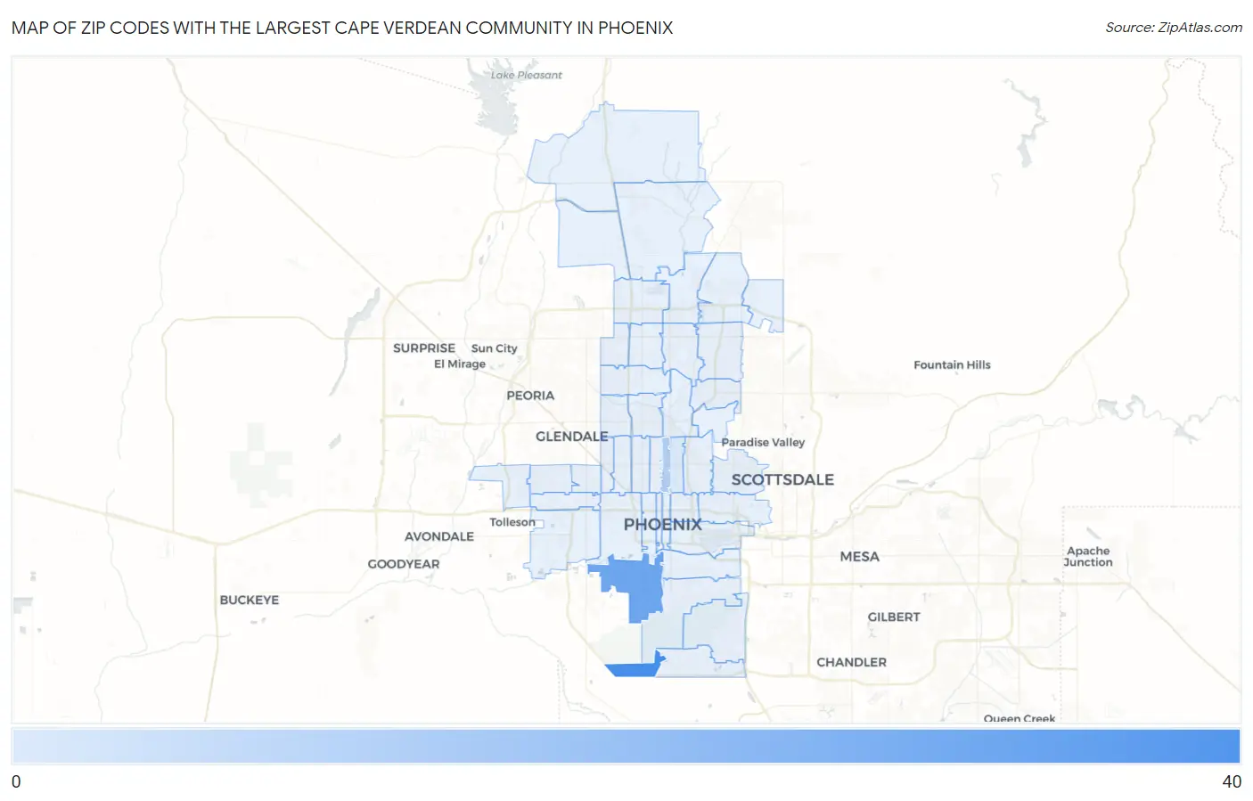 Zip Codes with the Largest Cape Verdean Community in Phoenix Map