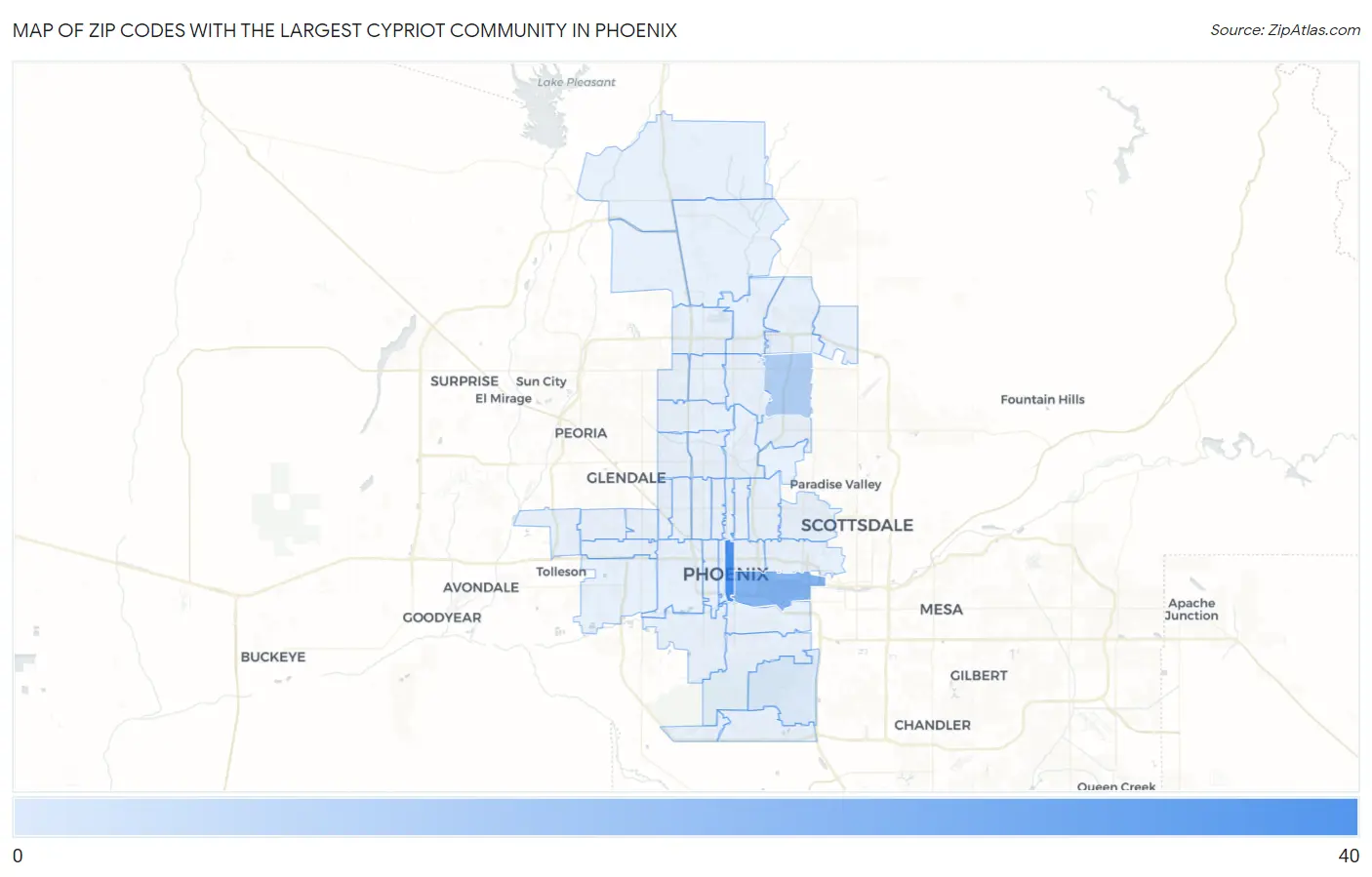 Zip Codes with the Largest Cypriot Community in Phoenix Map