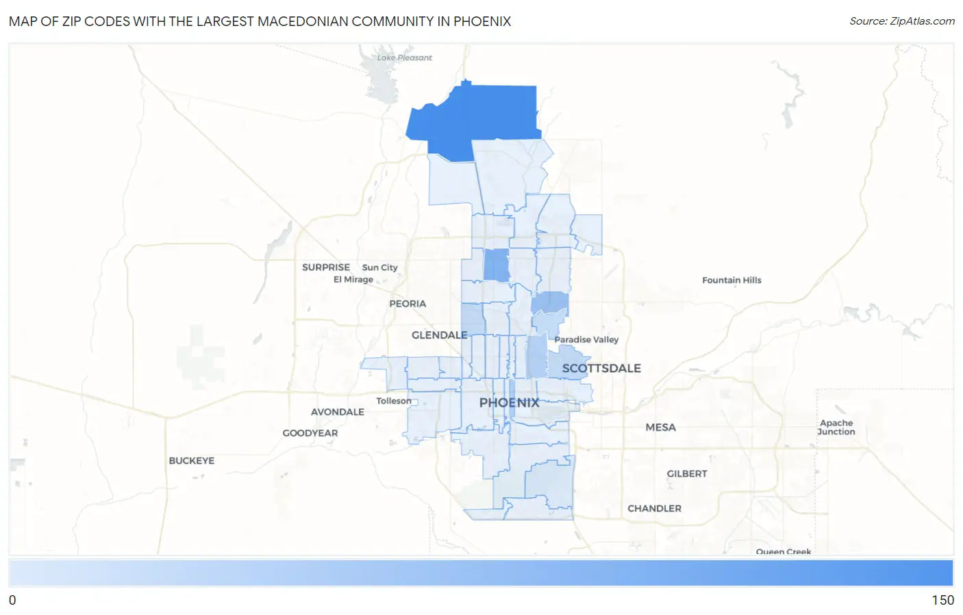 Zip Codes with the Largest Macedonian Community in Phoenix Map