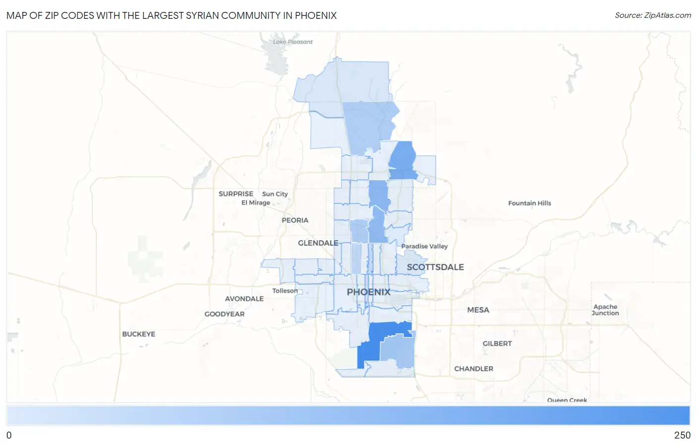 Zip Codes with the Largest Syrian Community in Phoenix Map