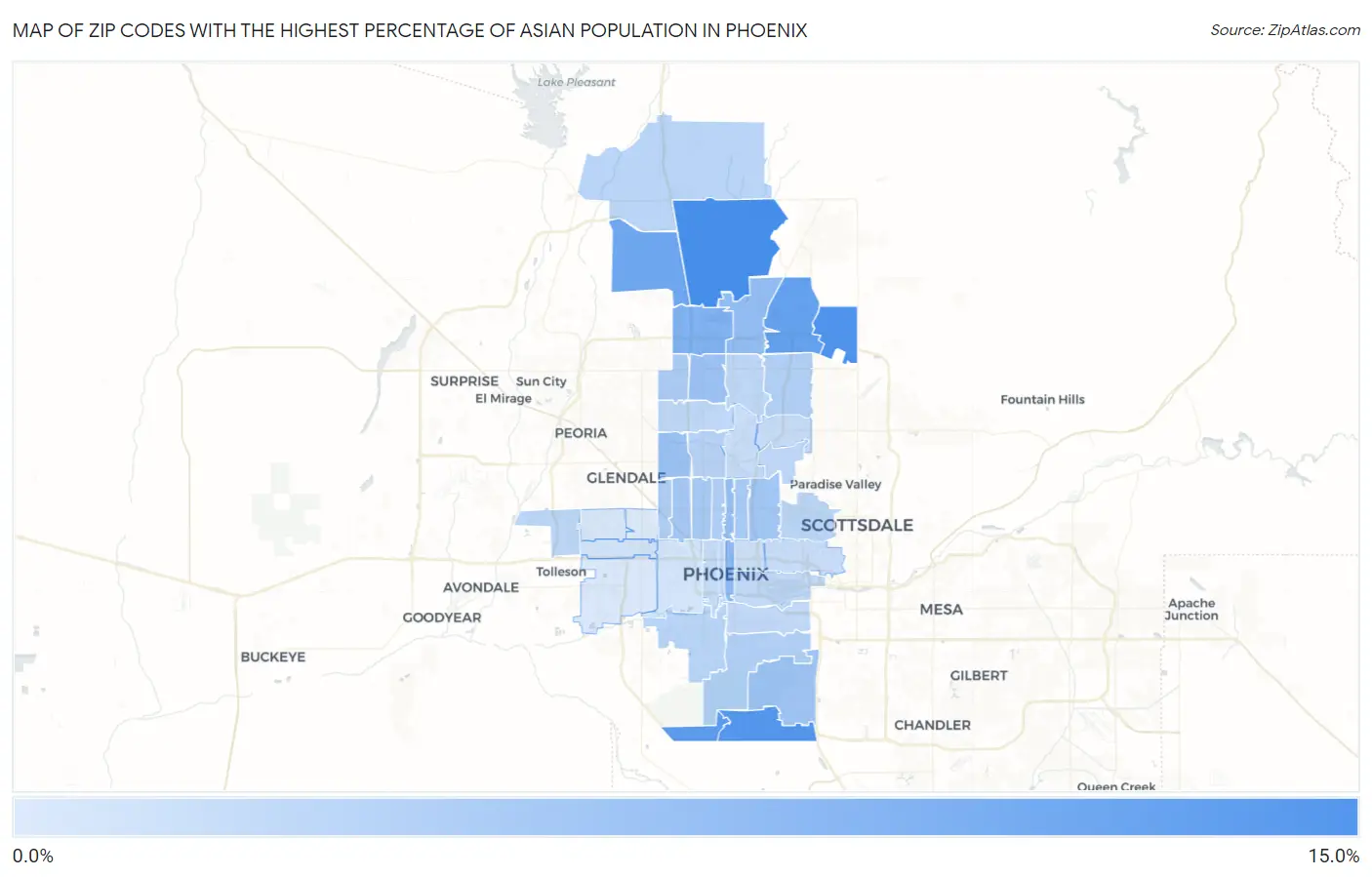 Zip Codes with the Highest Percentage of Asian Population in Phoenix Map