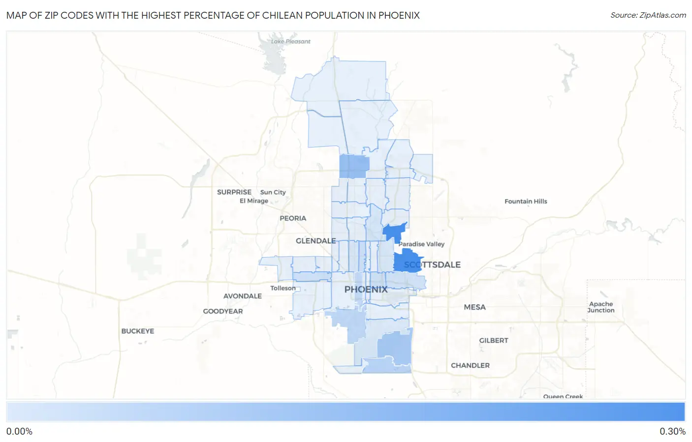Zip Codes with the Highest Percentage of Chilean Population in Phoenix Map