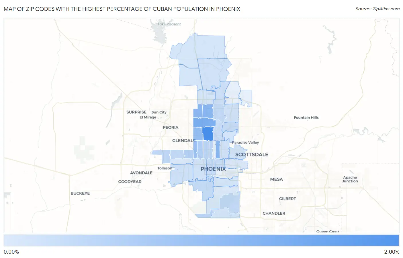 Zip Codes with the Highest Percentage of Cuban Population in Phoenix Map