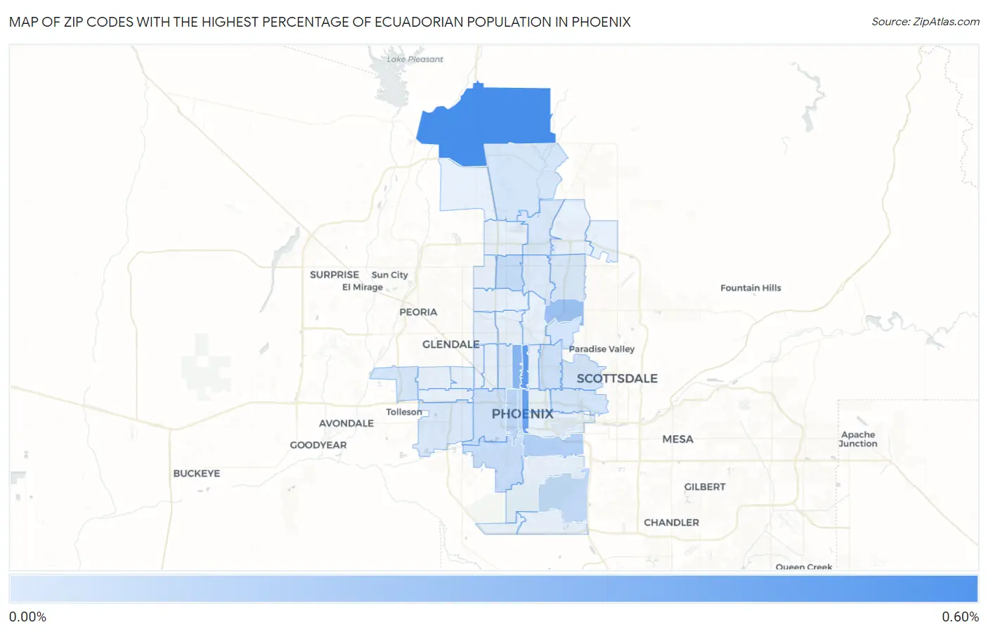 Zip Codes with the Highest Percentage of Ecuadorian Population in Phoenix Map