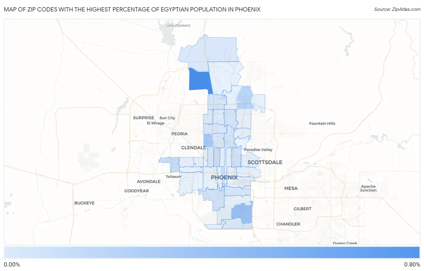 Zip Codes with the Highest Percentage of Egyptian Population in Phoenix Map