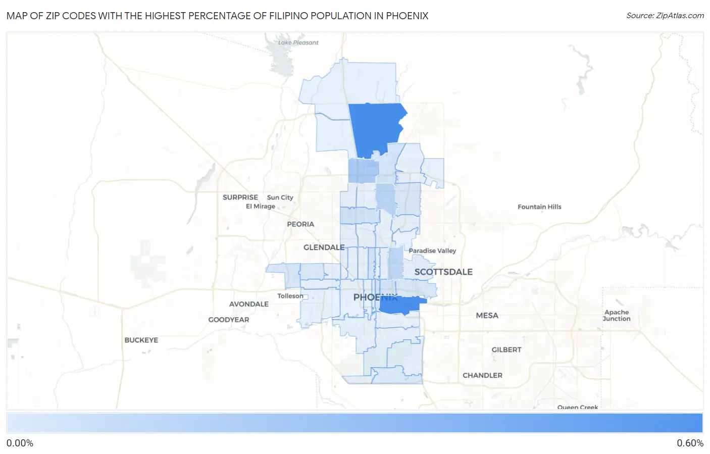 Zip Codes with the Highest Percentage of Filipino Population in Phoenix Map