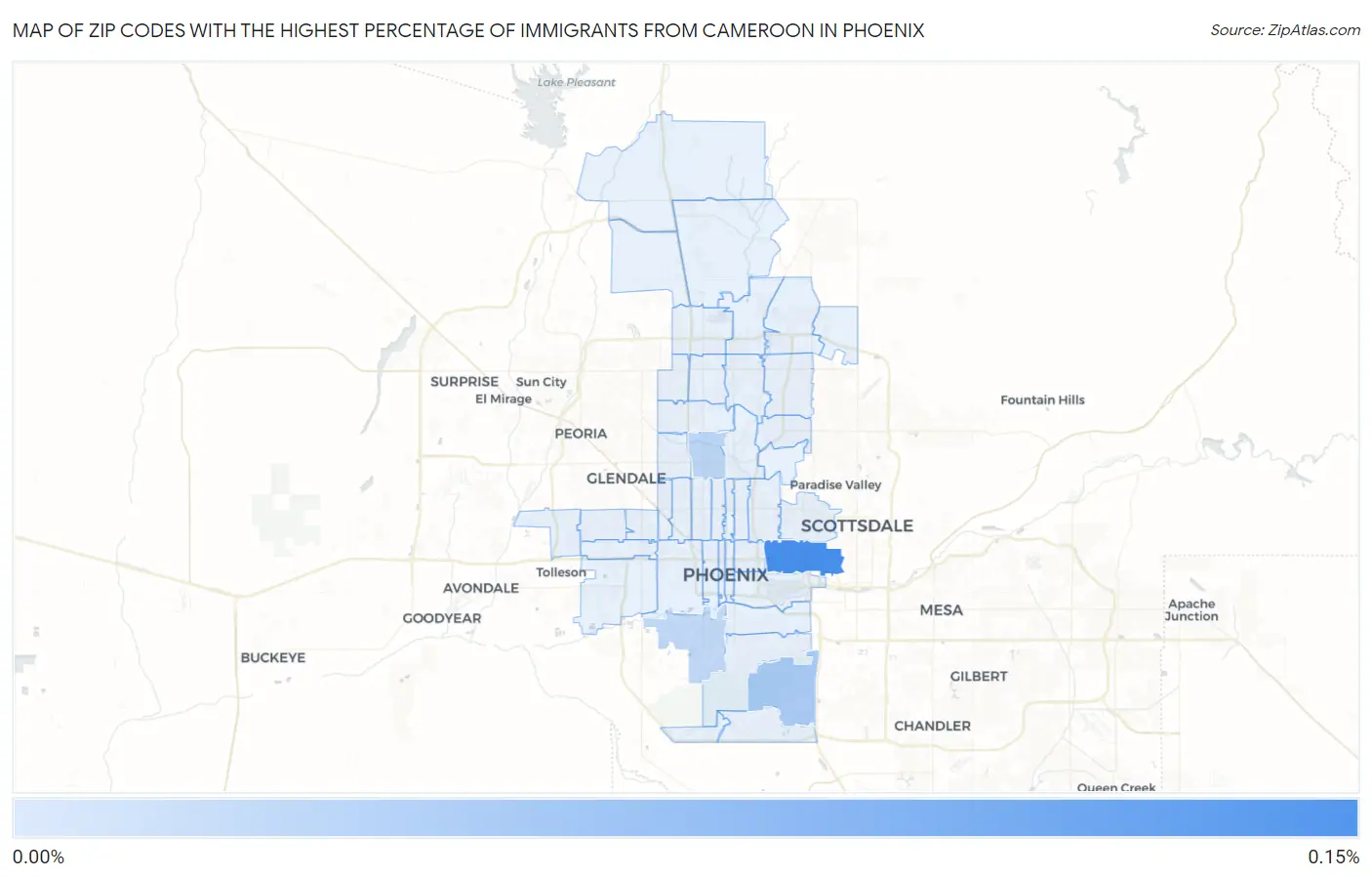 Zip Codes with the Highest Percentage of Immigrants from Cameroon in Phoenix Map