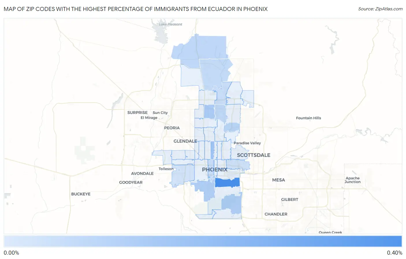 Zip Codes with the Highest Percentage of Immigrants from Ecuador in Phoenix Map