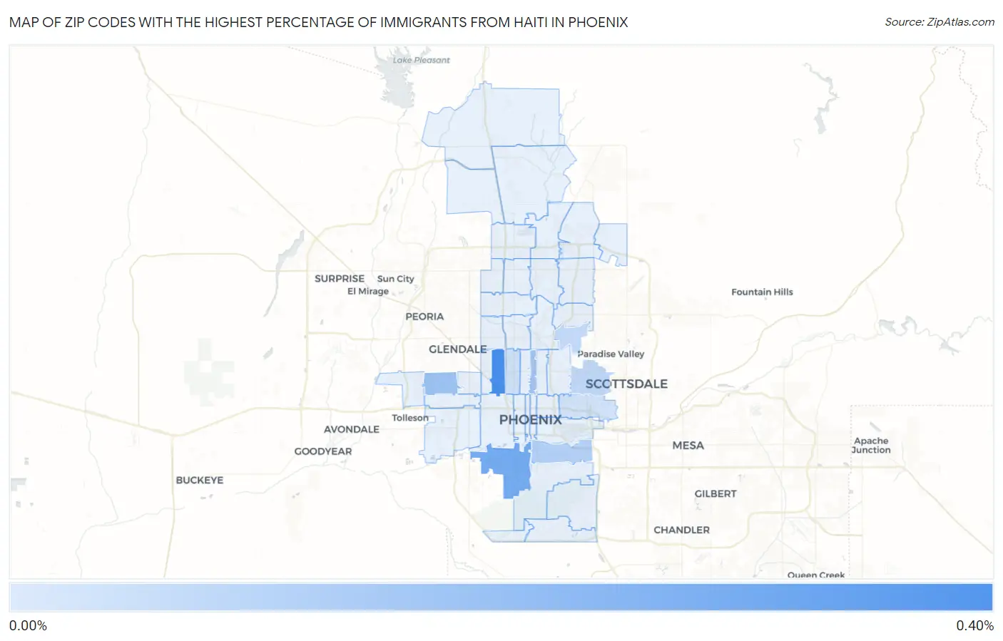 Zip Codes with the Highest Percentage of Immigrants from Haiti in Phoenix Map