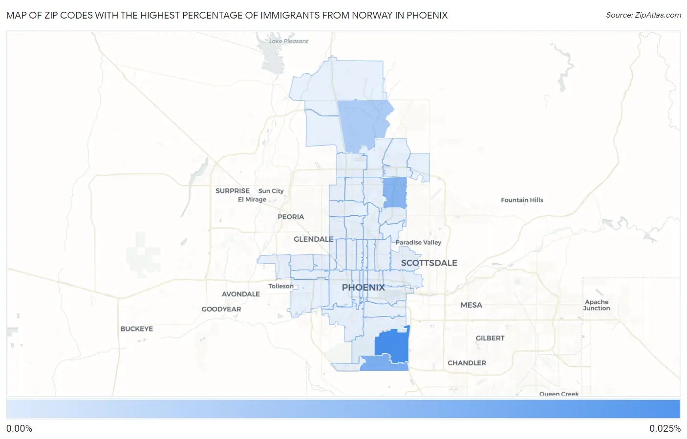 Zip Codes with the Highest Percentage of Immigrants from Norway in Phoenix Map