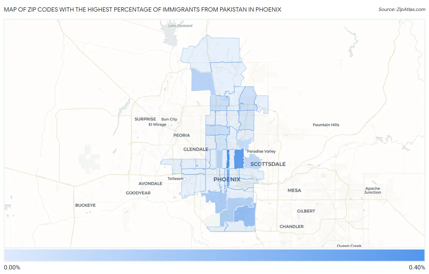 Zip Codes with the Highest Percentage of Immigrants from Pakistan in Phoenix Map