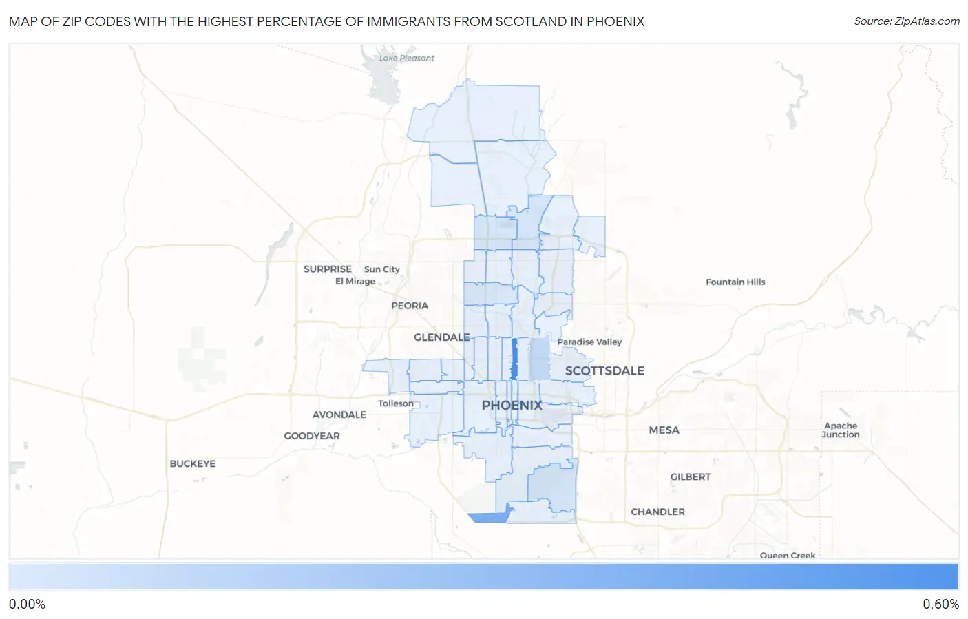 Zip Codes with the Highest Percentage of Immigrants from Scotland in Phoenix Map