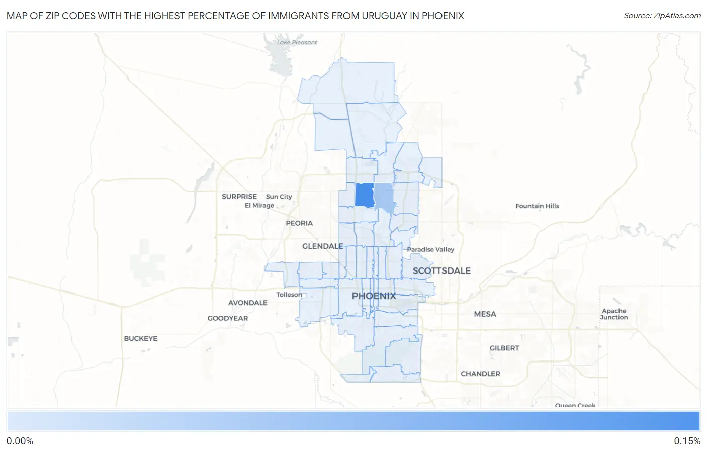 Zip Codes with the Highest Percentage of Immigrants from Uruguay in Phoenix Map