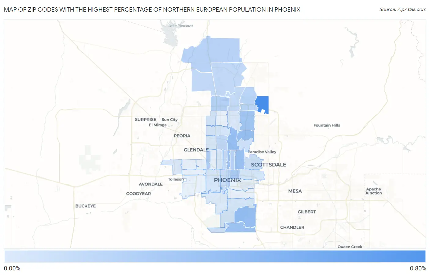 Zip Codes with the Highest Percentage of Northern European Population in Phoenix Map