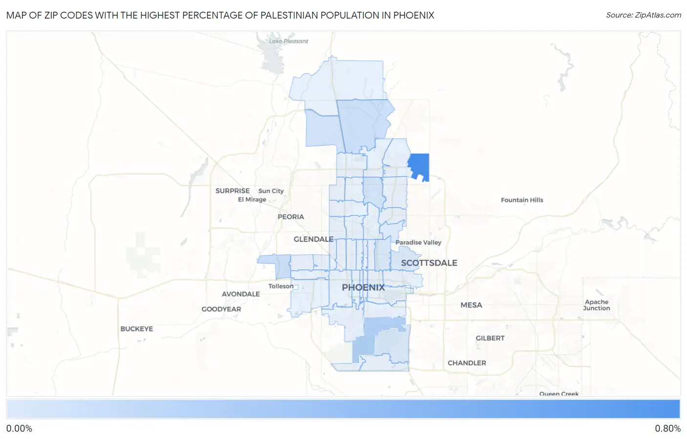 Zip Codes with the Highest Percentage of Palestinian Population in Phoenix Map