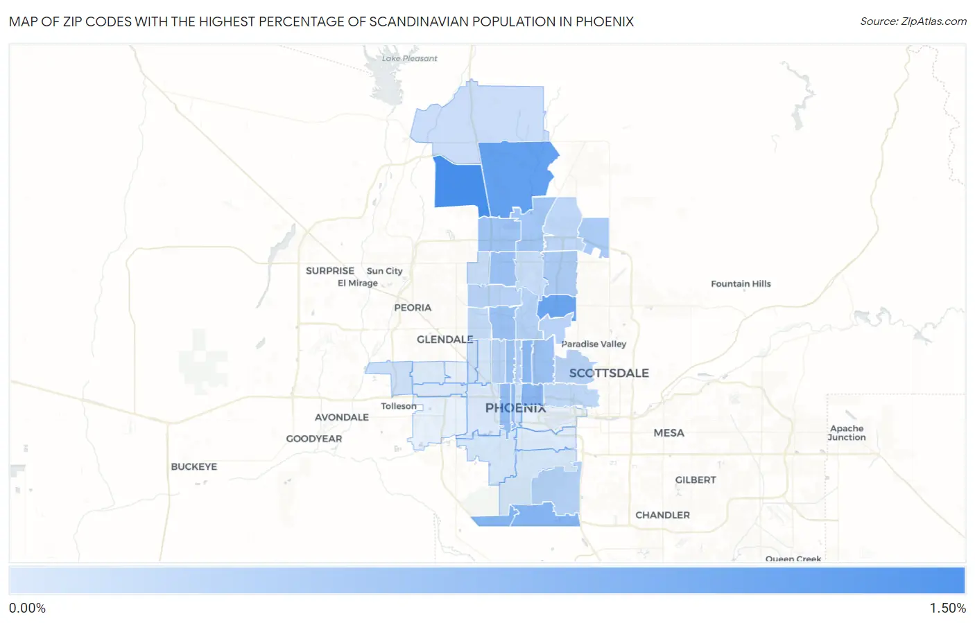 Zip Codes with the Highest Percentage of Scandinavian Population in Phoenix Map