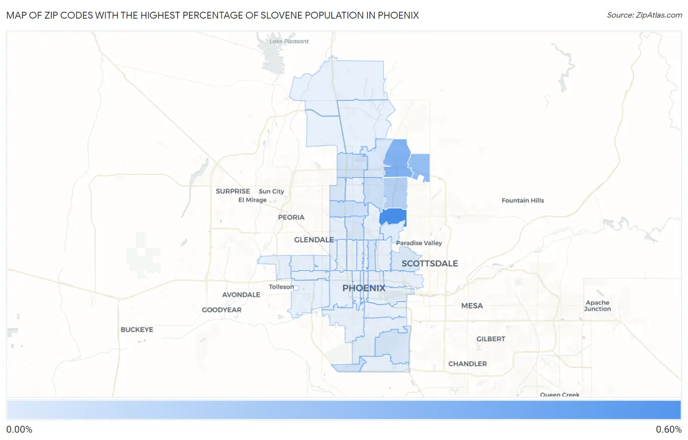 Zip Codes with the Highest Percentage of Slovene Population in Phoenix Map