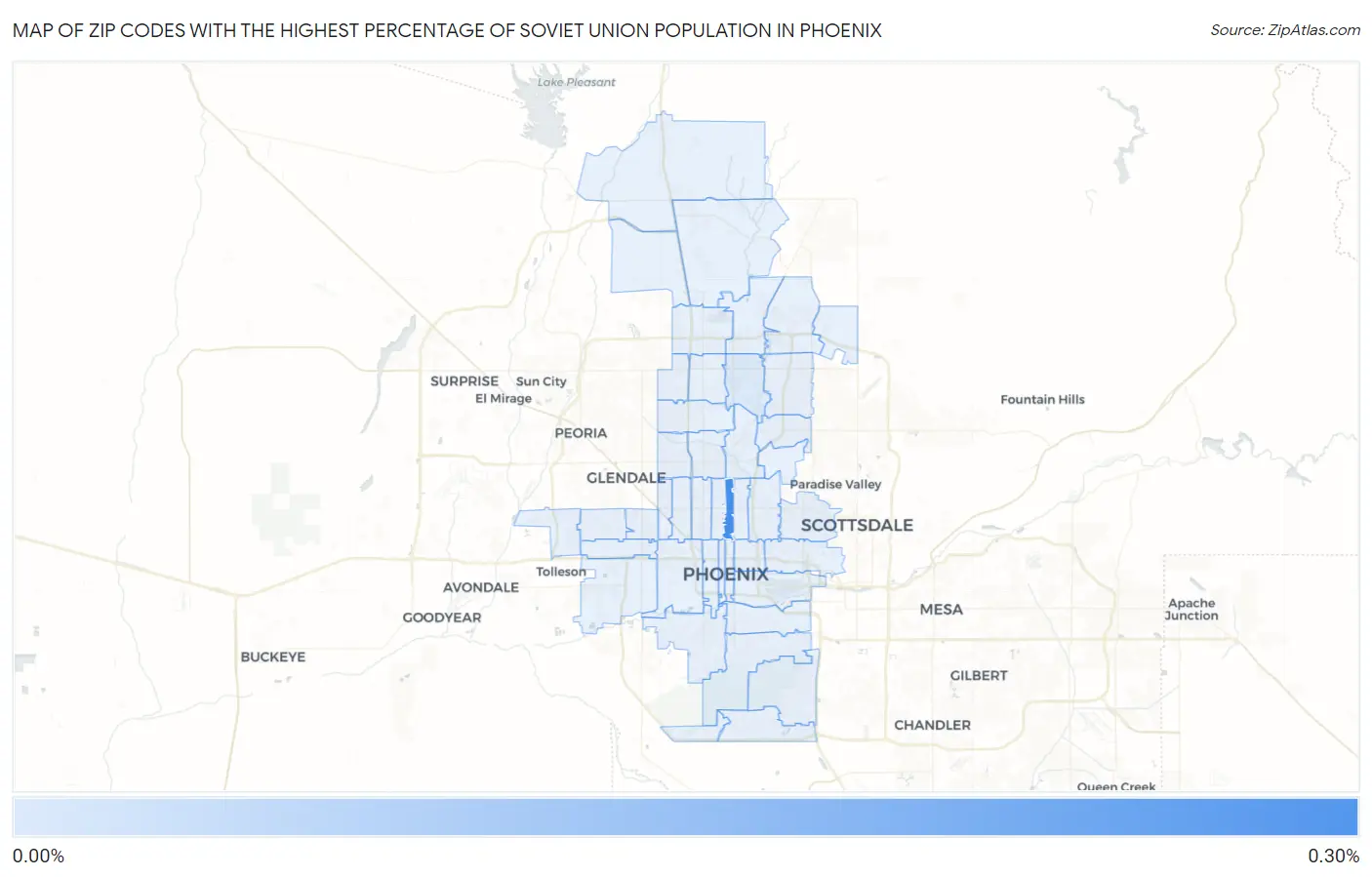 Zip Codes with the Highest Percentage of Soviet Union Population in Phoenix Map