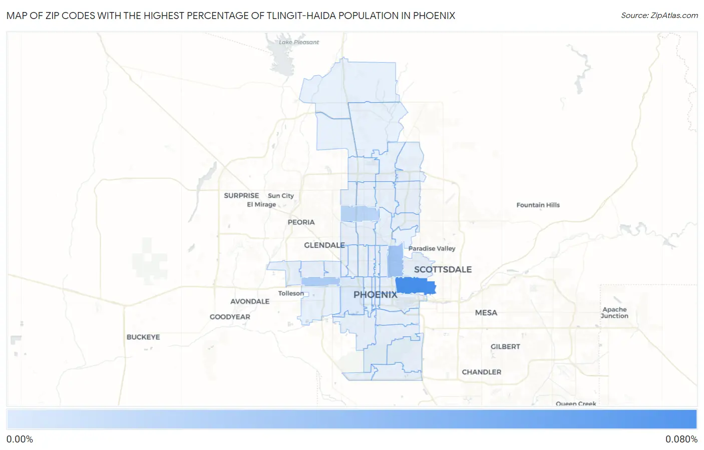 Zip Codes with the Highest Percentage of Tlingit-Haida Population in Phoenix Map