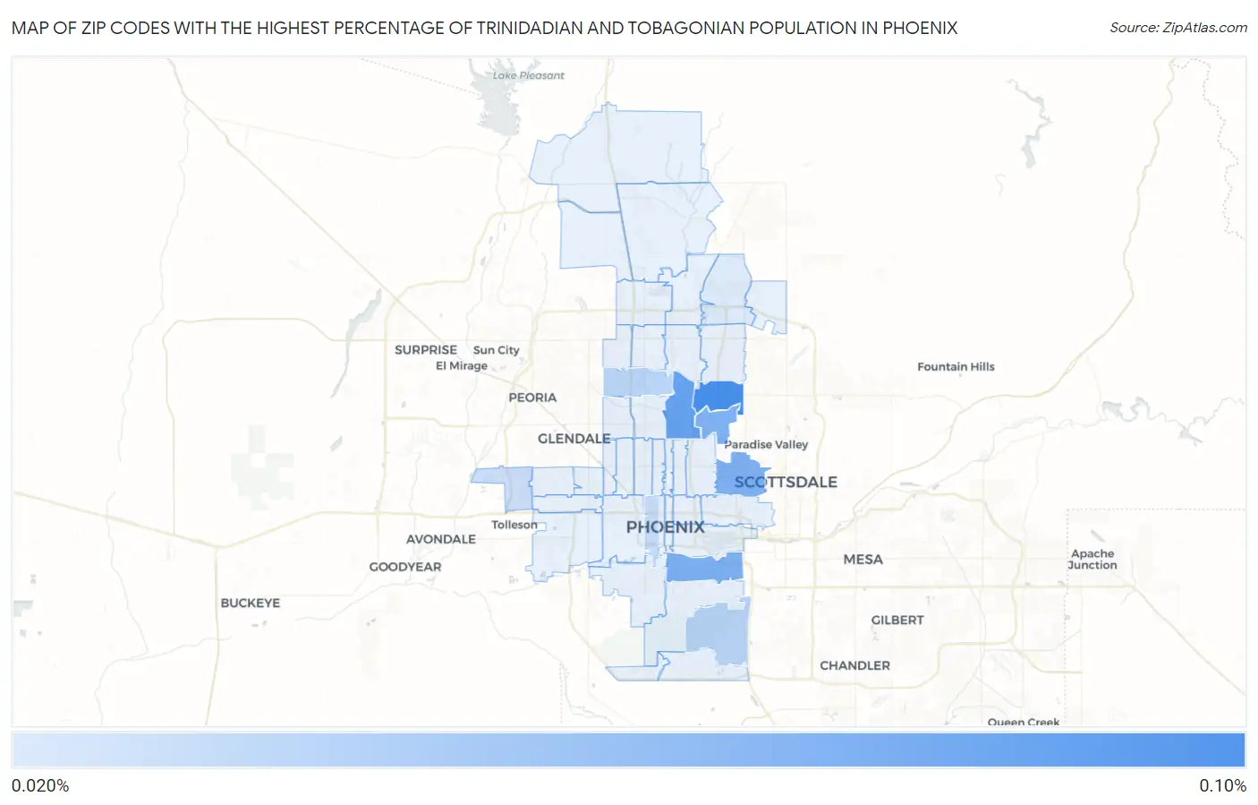 Zip Codes with the Highest Percentage of Trinidadian and Tobagonian Population in Phoenix Map
