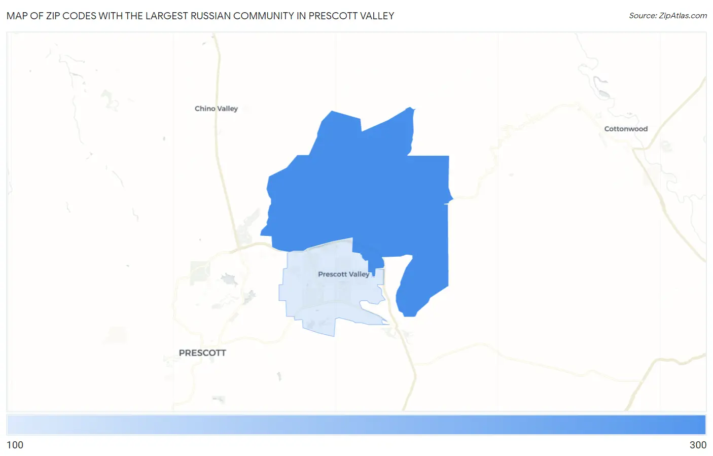Zip Codes with the Largest Russian Community in Prescott Valley Map