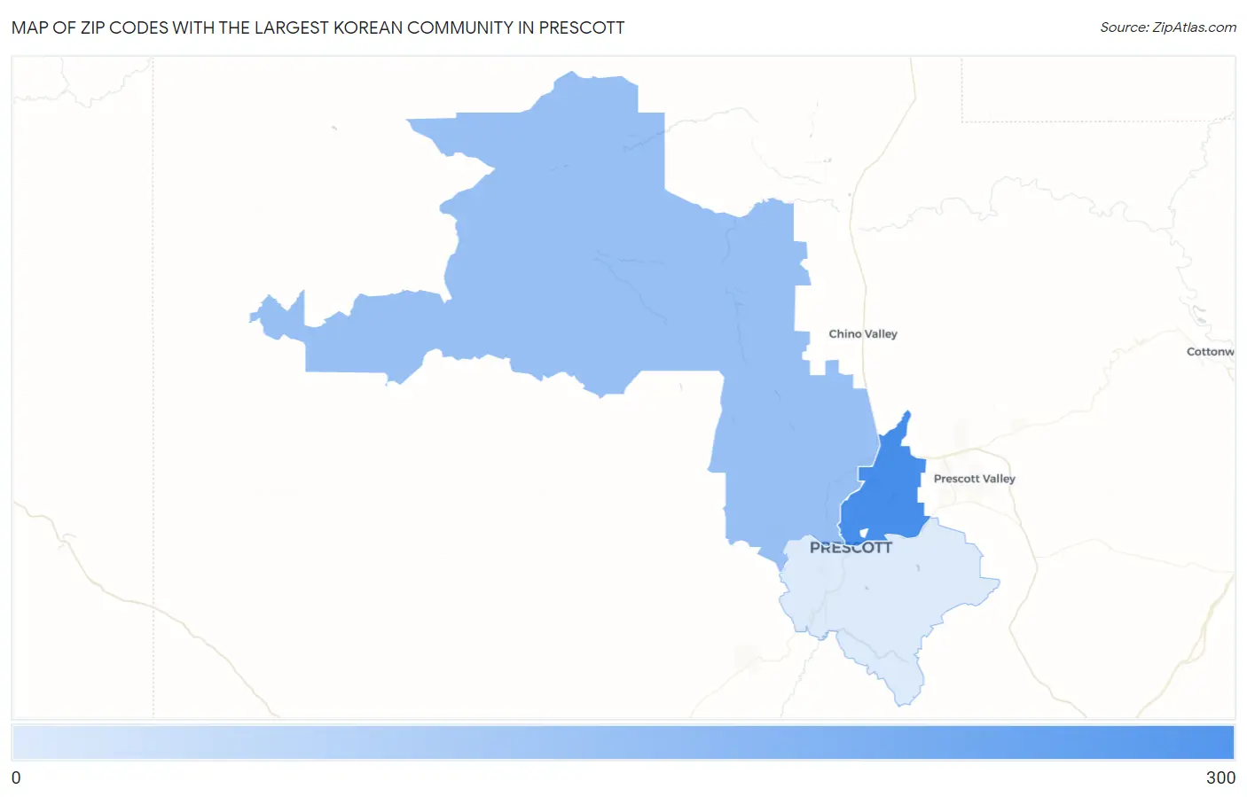 Zip Codes with the Largest Korean Community in Prescott Map
