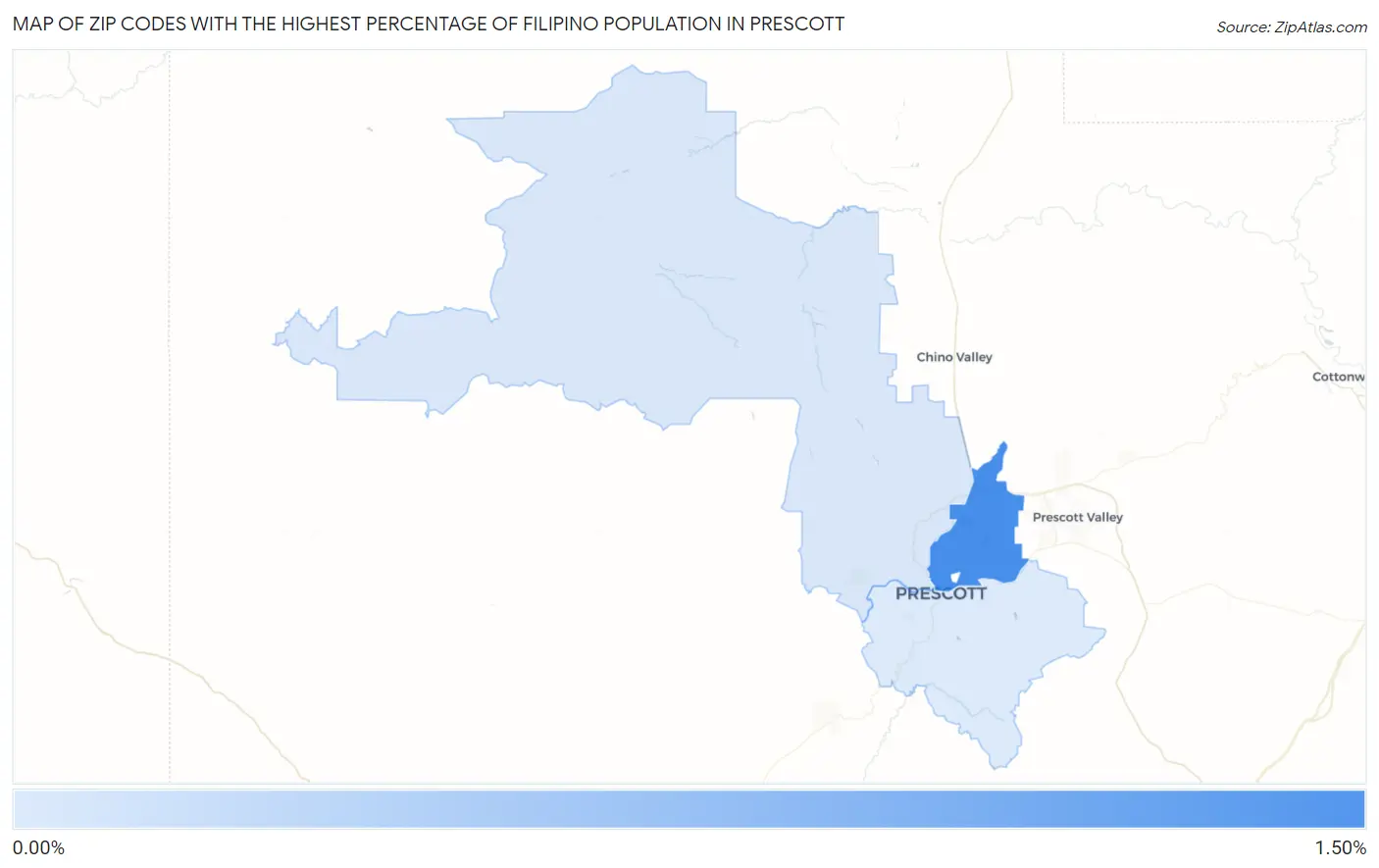 Zip Codes with the Highest Percentage of Filipino Population in Prescott Map