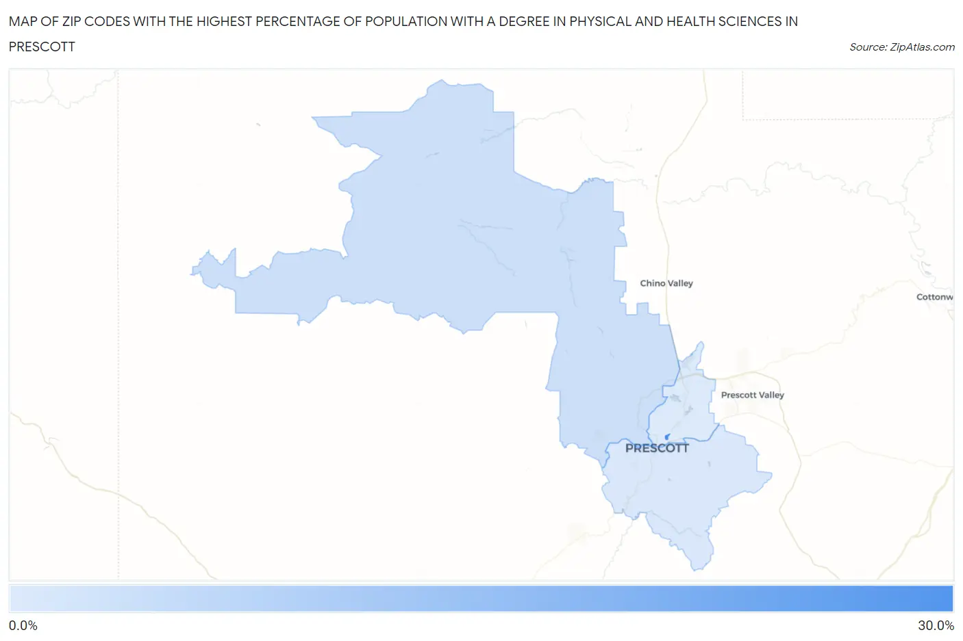 Zip Codes with the Highest Percentage of Population with a Degree in Physical and Health Sciences in Prescott Map