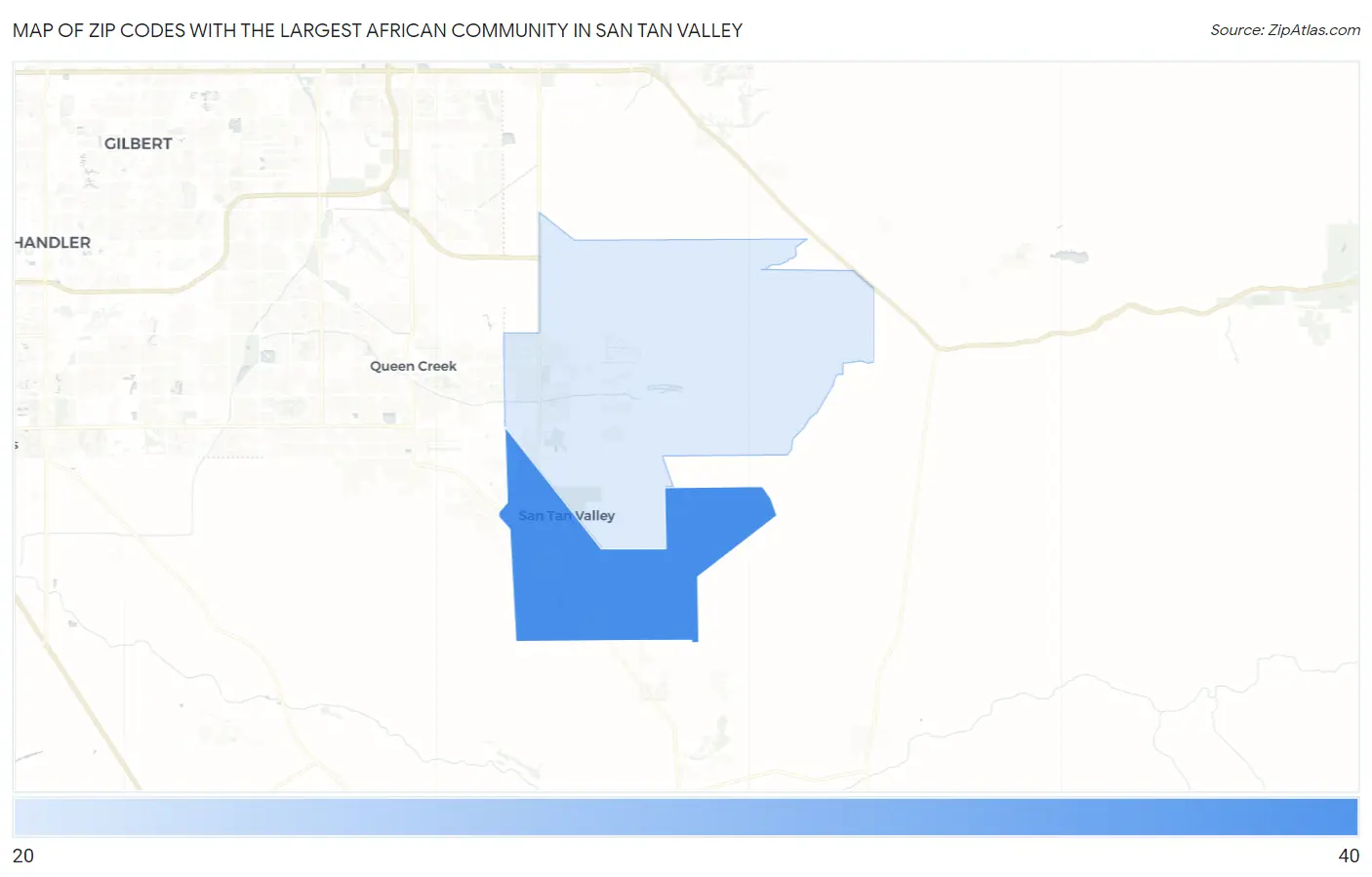 Zip Codes with the Largest African Community in San Tan Valley Map