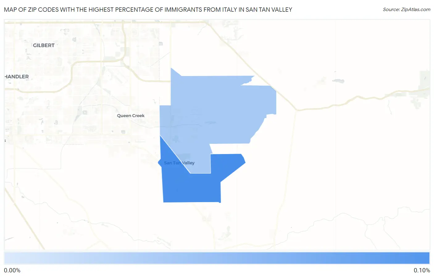 Zip Codes with the Highest Percentage of Immigrants from Italy in San Tan Valley Map