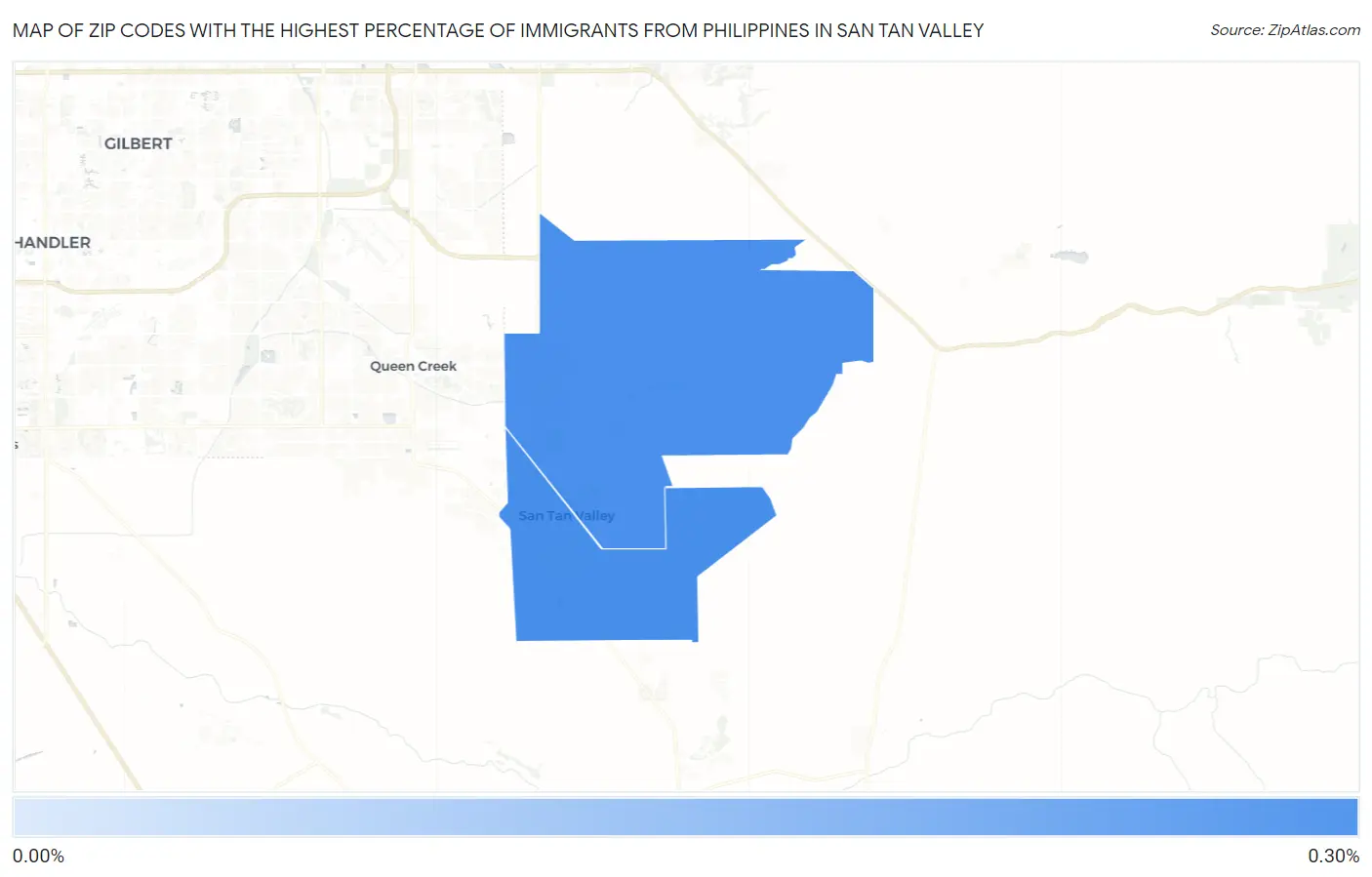 Zip Codes with the Highest Percentage of Immigrants from Philippines in San Tan Valley Map