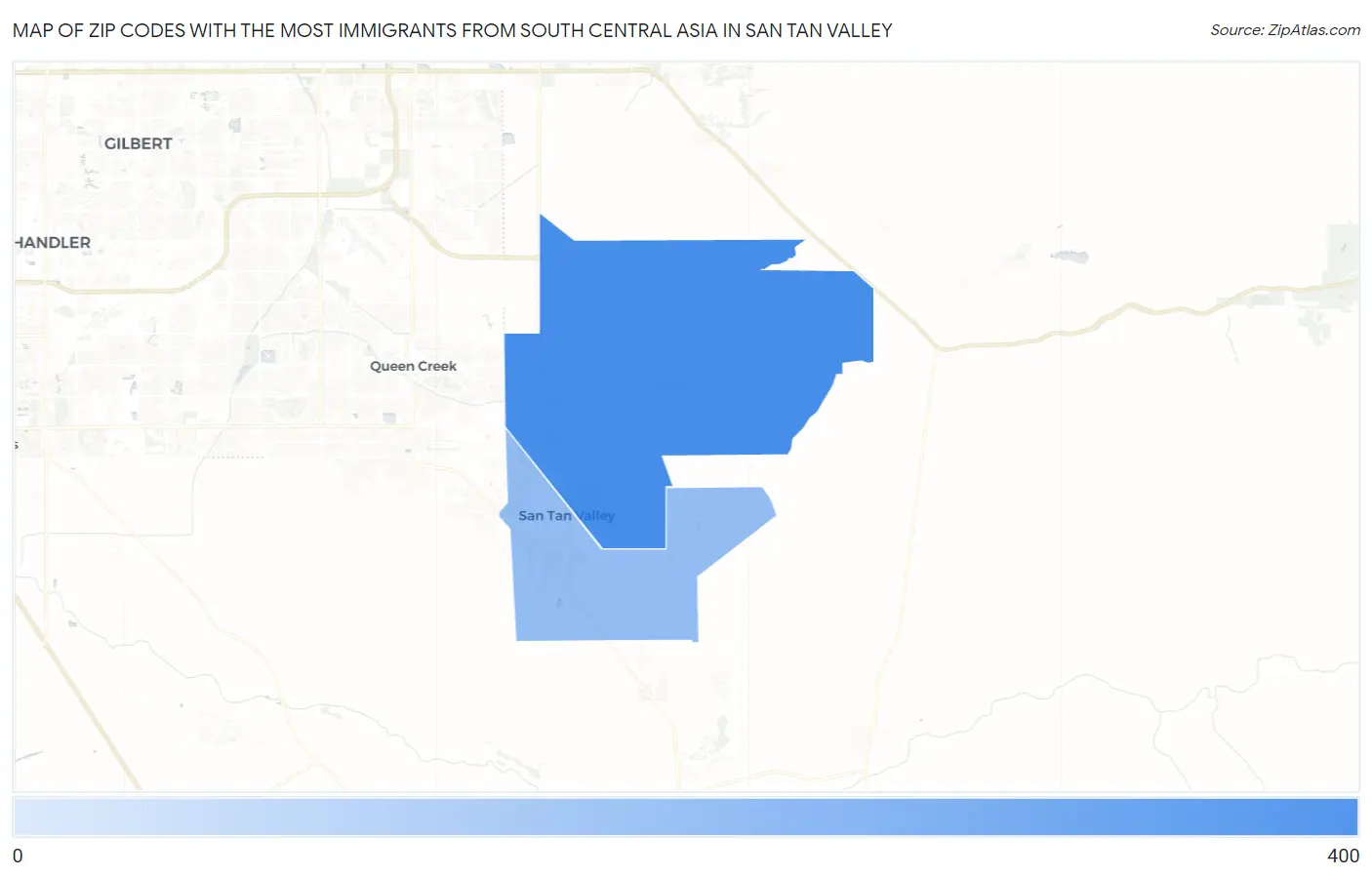 Zip Codes with the Most Immigrants from South Central Asia in San Tan Valley Map