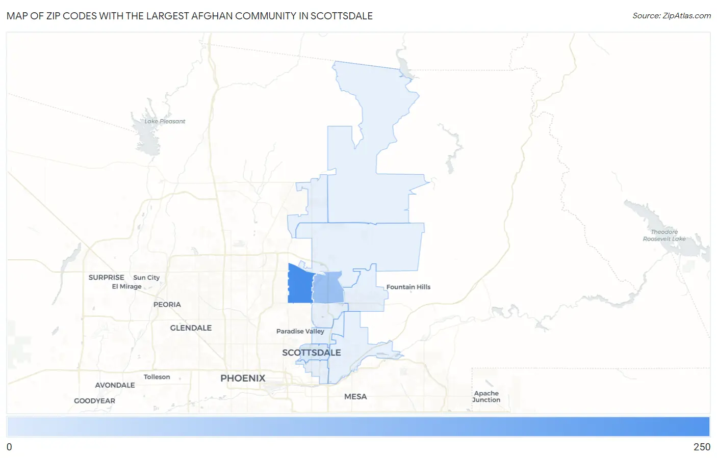Zip Codes with the Largest Afghan Community in Scottsdale Map