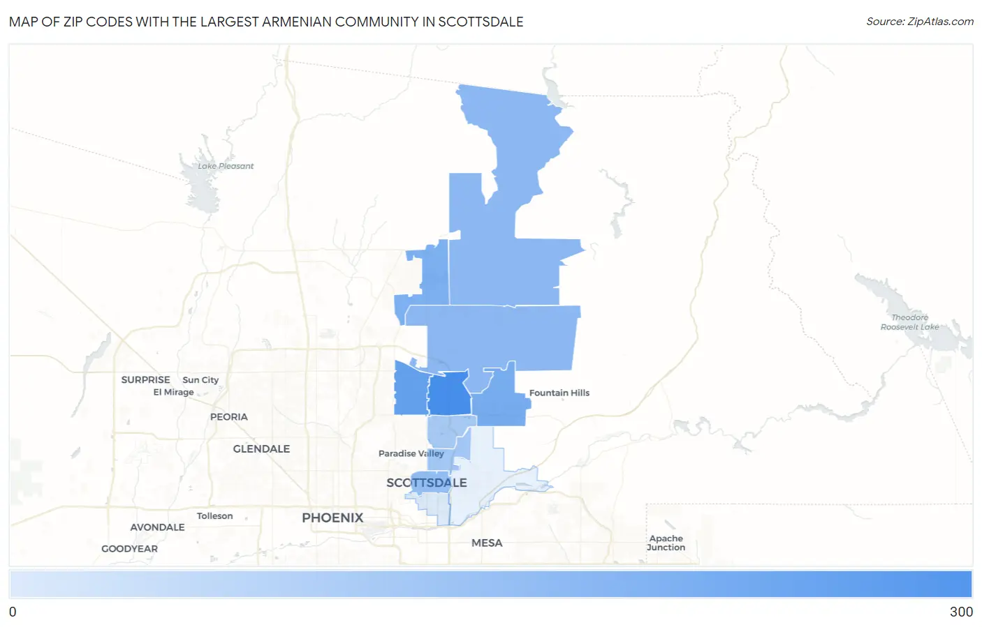 Zip Codes with the Largest Armenian Community in Scottsdale Map