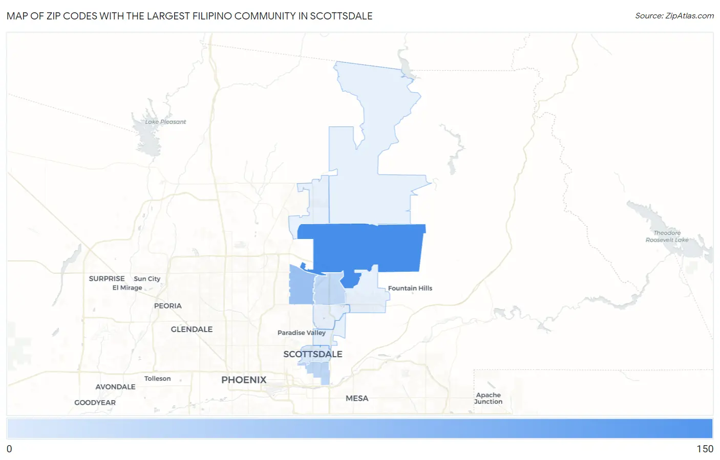 Zip Codes with the Largest Filipino Community in Scottsdale Map