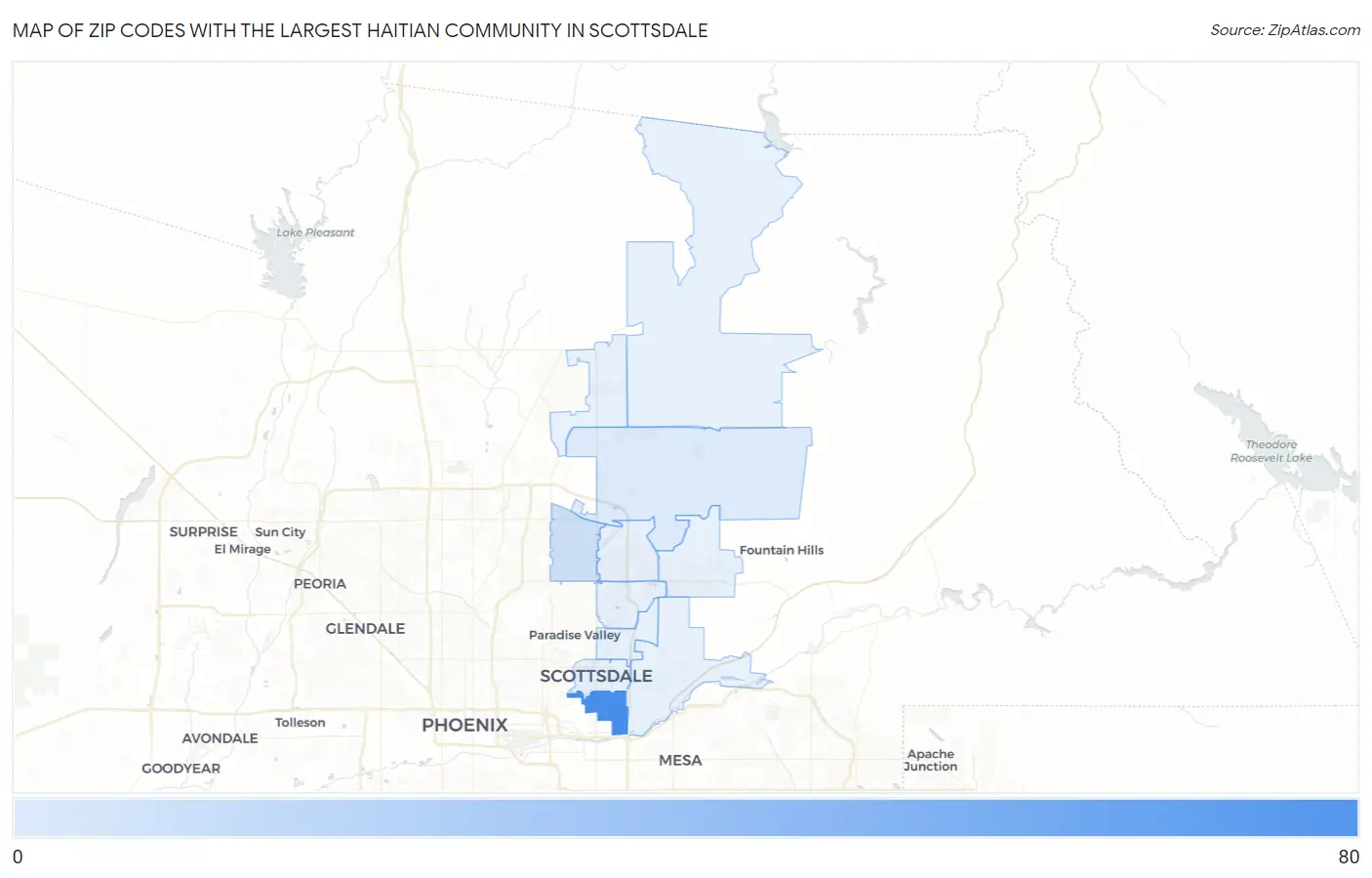 Zip Codes with the Largest Haitian Community in Scottsdale Map