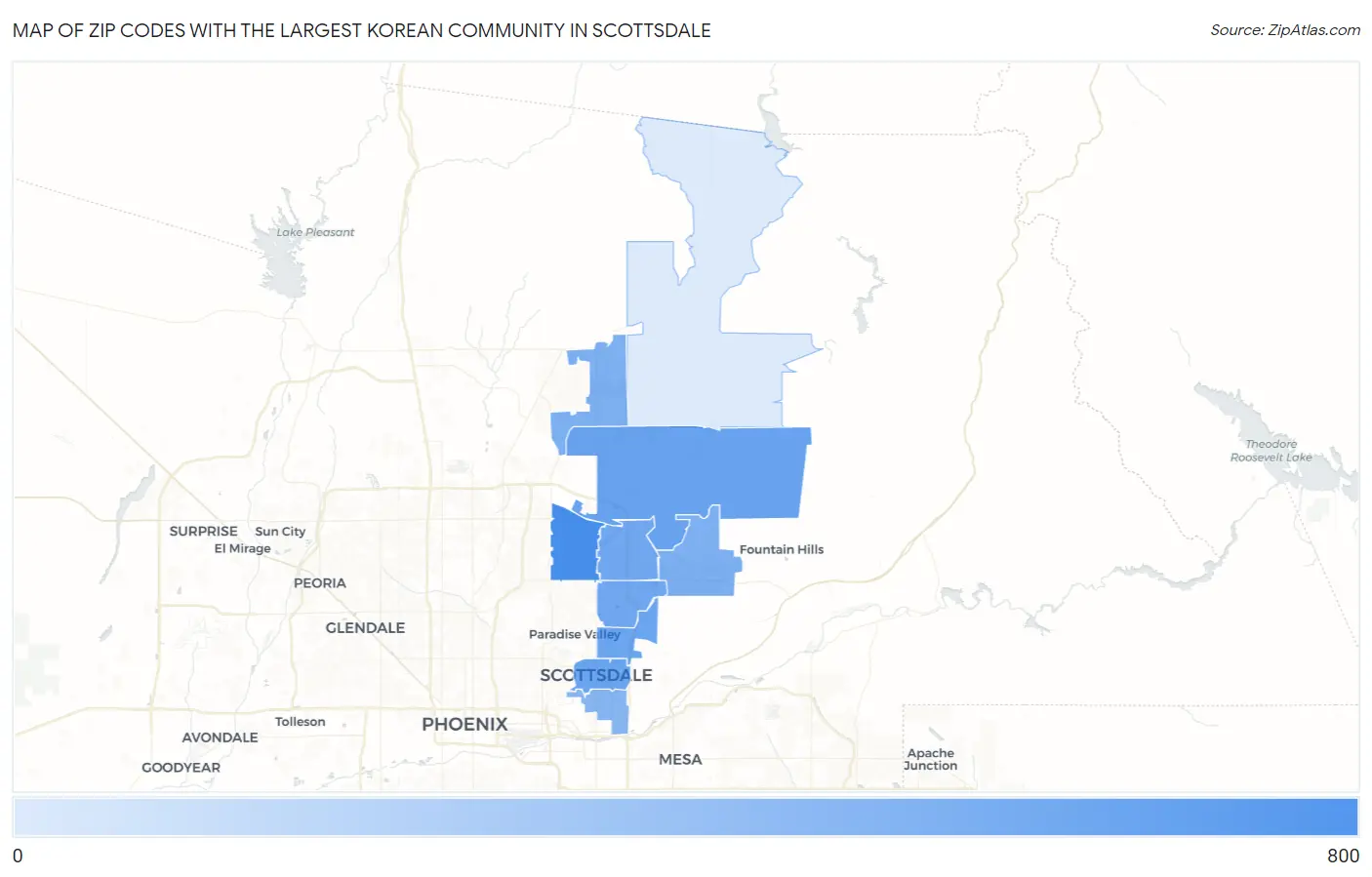 Zip Codes with the Largest Korean Community in Scottsdale Map